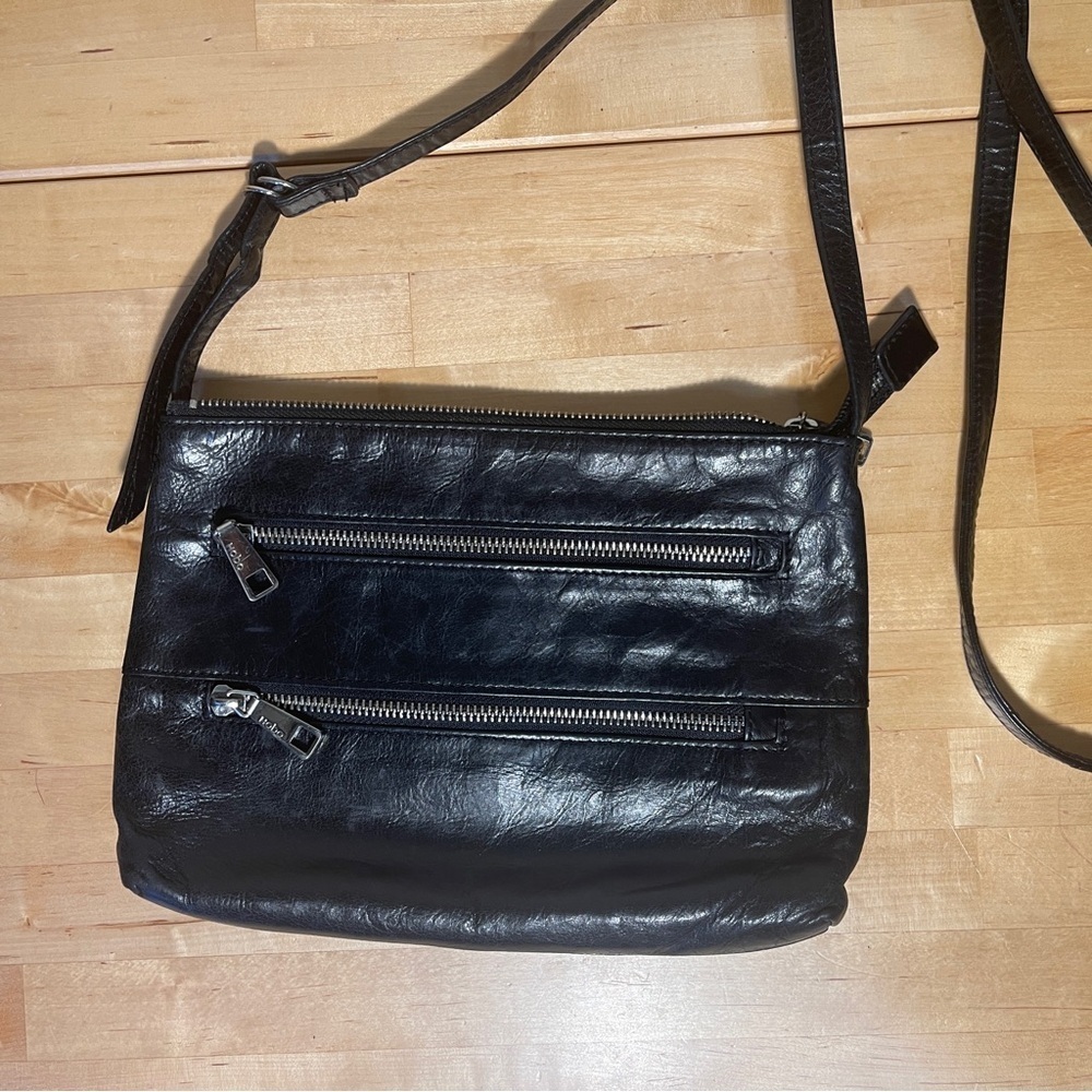 HOBO Mara Black Leather Crossbody Bag with Zippers